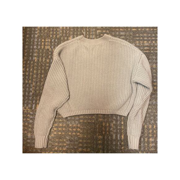 EUC Elodie crewneck cropped chunky ribbed sweater sz: M - Picture 5 of 7